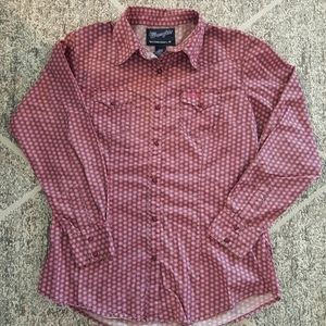 Pink and brown daisy pattern Wrangler button up M